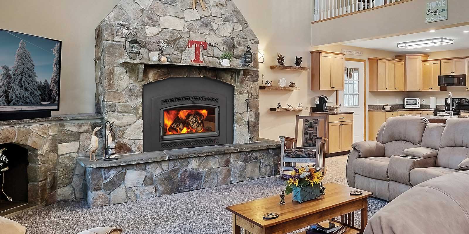 Large Flush Wood Arched NexGenHybrid™ Made in America Fireplace